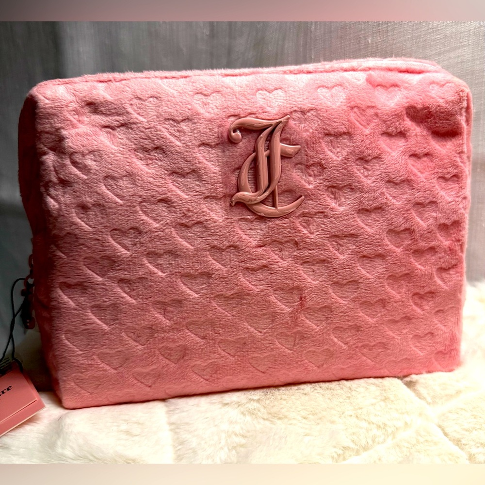 NEW Juicy Couture Pink Felt Travel Cosmetics bag